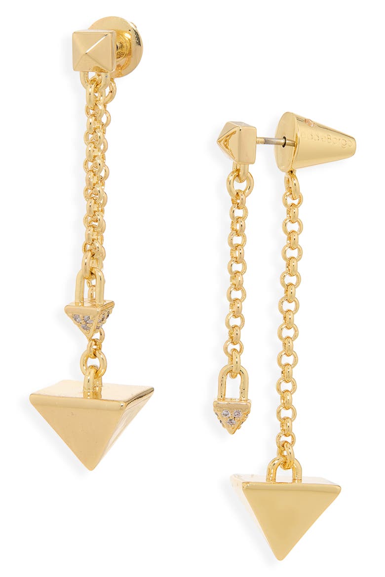Pavé Pyramid Pendulum Drop Earrings, Main, color, GOLD/ CZ