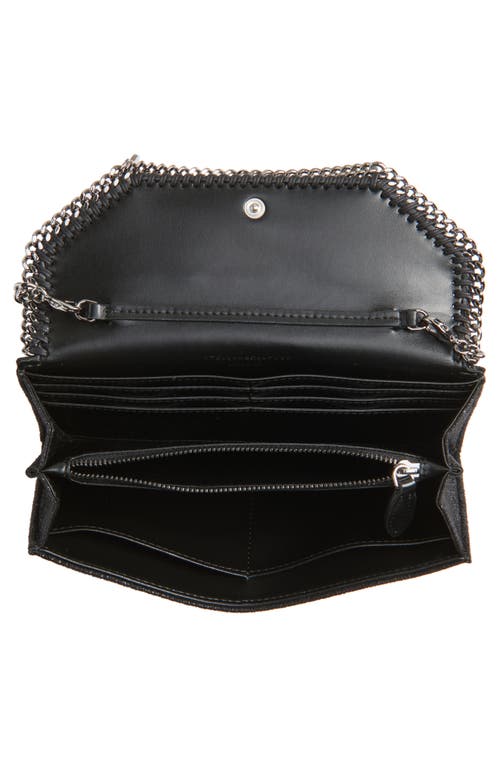 Stella Mccartney Falabella Shaggy Faux Leather Wallet On A Chain In Black