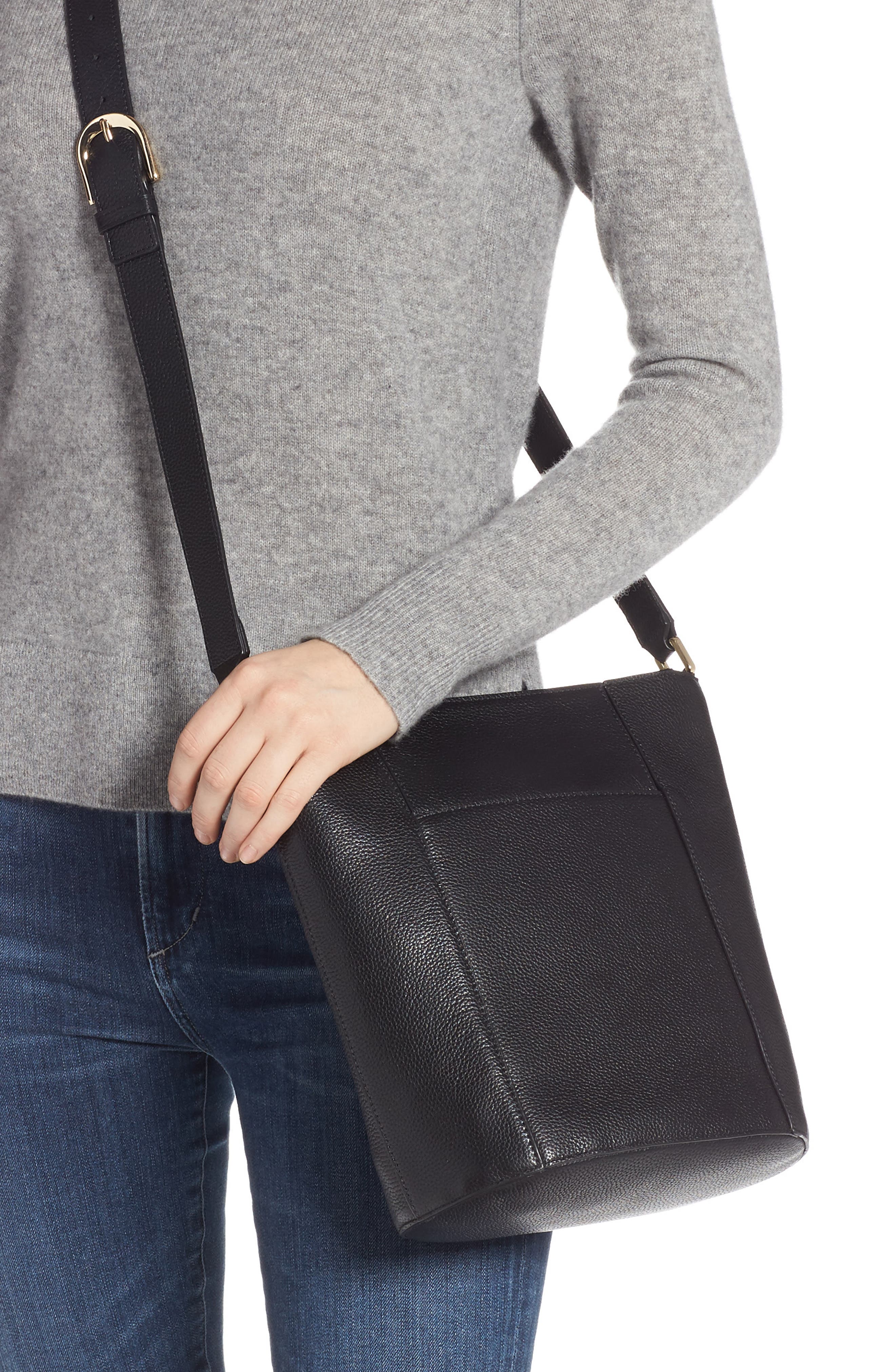 Nordstrom Loraine Leather Bucket Bag, Alternate, color, 