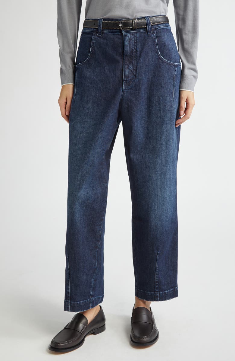 Eleventy Distressed Stretch Denim Jeans, Main, color, Blue