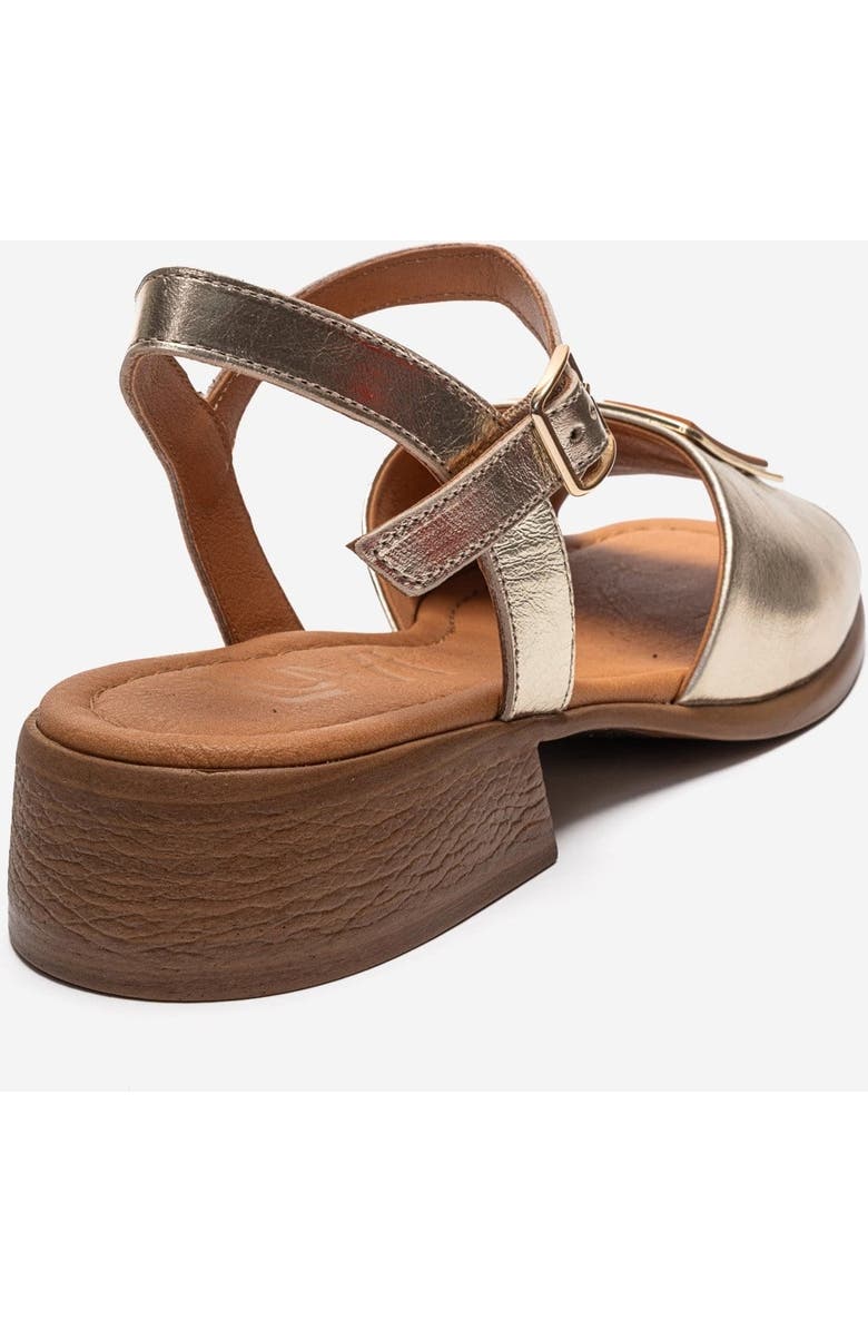 Forever & Always Shoes Svelte Leather Buckle Sandal, Alternate, color, Gold