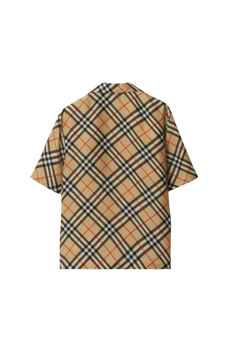 Burberry Oversized Check Silk Shirt, Alternate, color, Sand