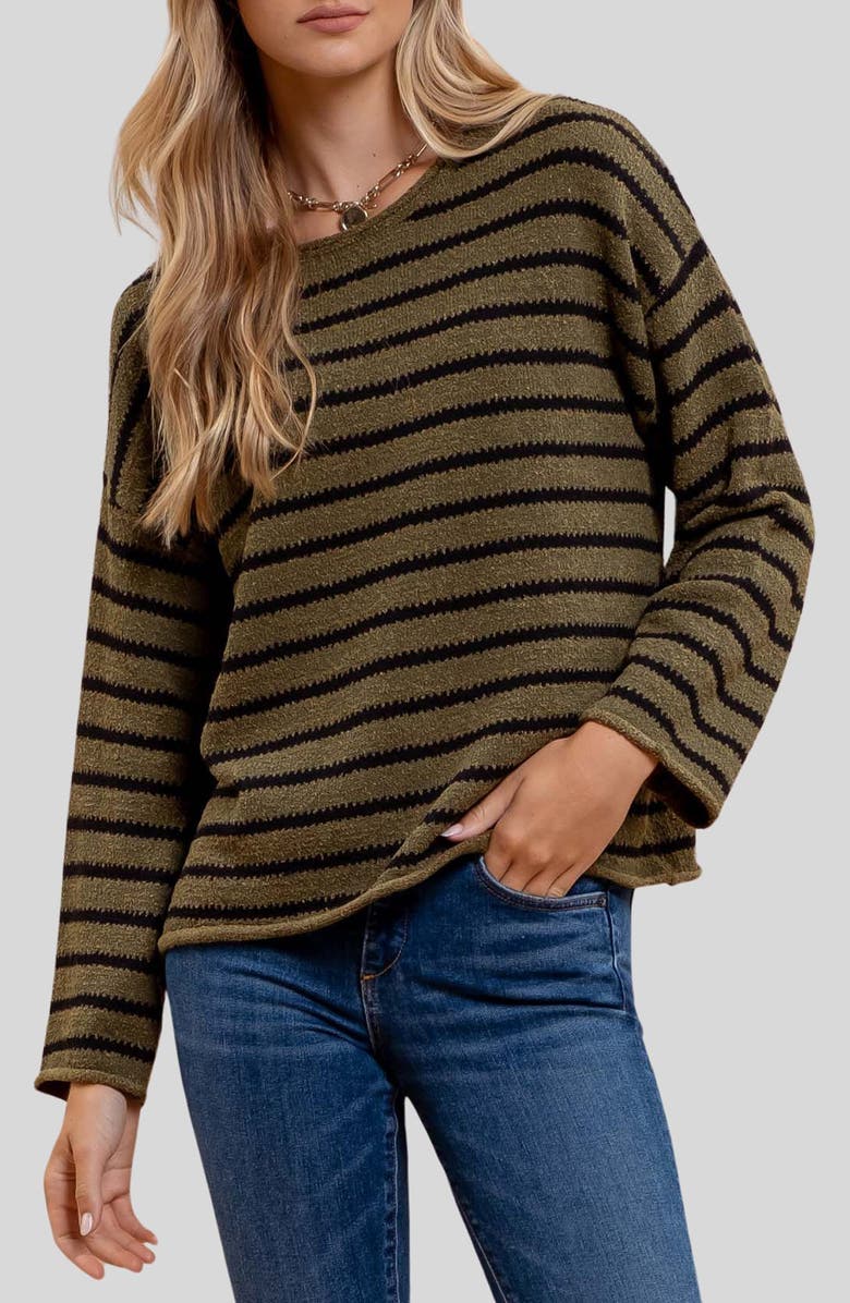 Blu Pepper Stripe Knit Top, Main, color, Olive