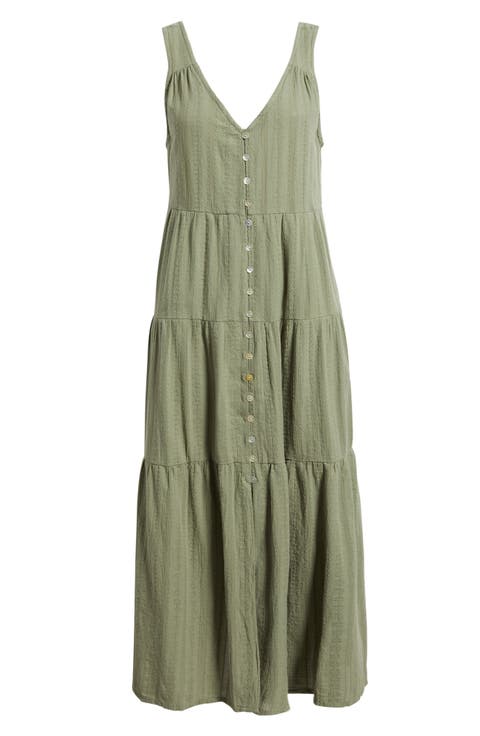 Corinne Tiered Sleeveless Cotton Midi Dress