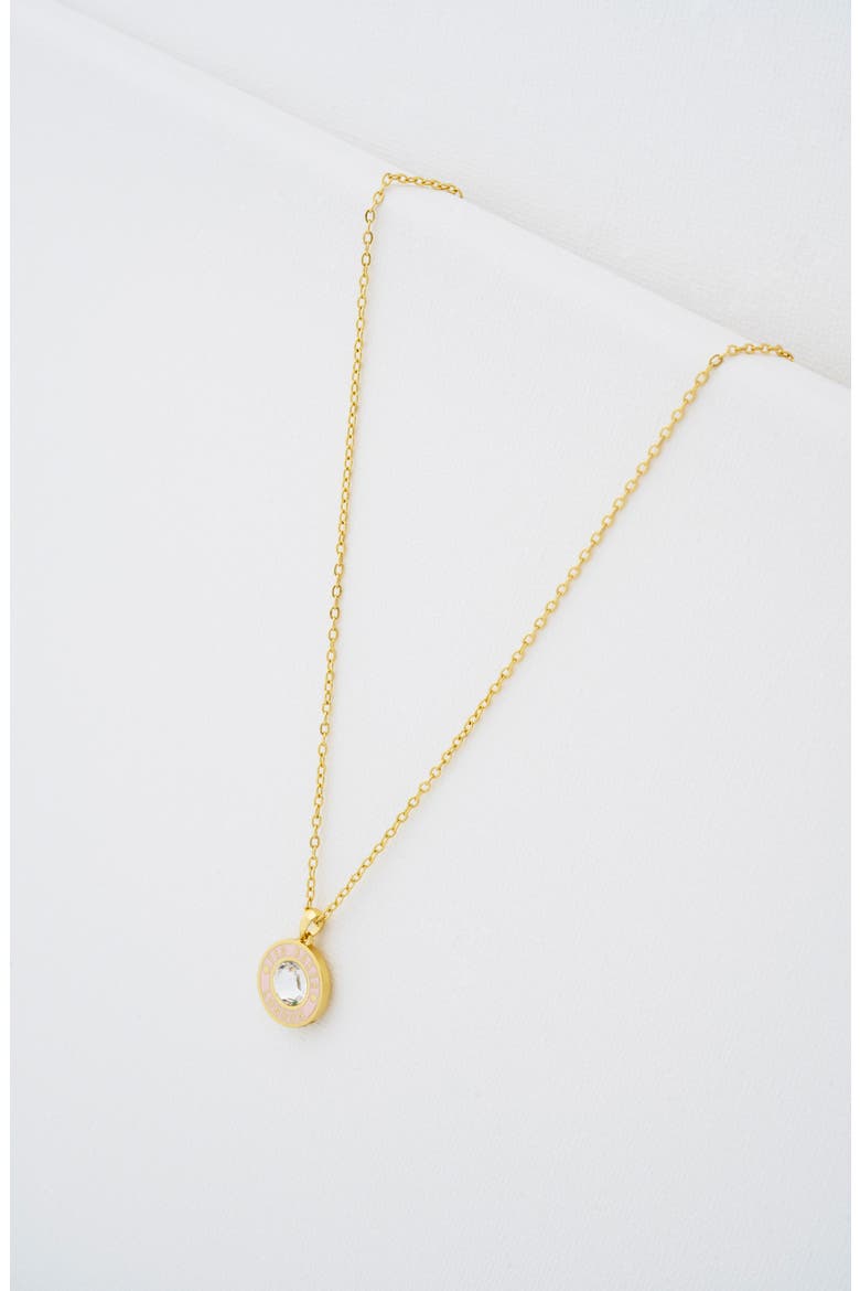 Cherlie Crystal Button Pendant Necklace, Alternate, color, GOLD / LIGHT PINK
