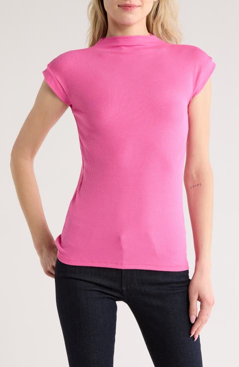 Shrunken Mock Neck Rib Top