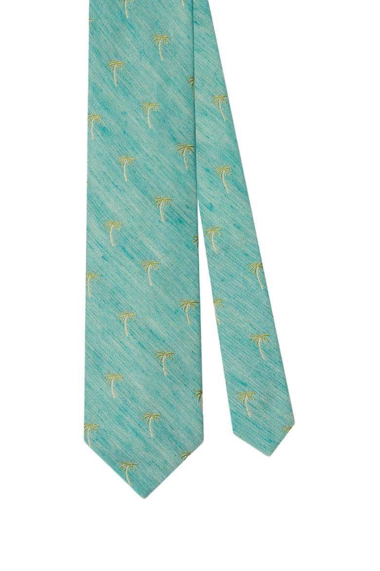 Robert Palm Silk Linen Best of Class Necktie, Main, color, Aqua