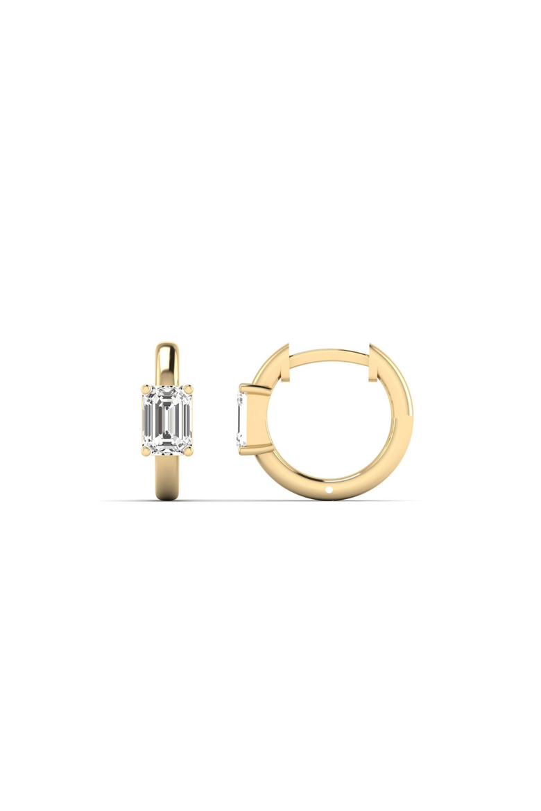 Emerald Center Lab Diamond Huggie in 14K Gold, Alternate, color, Yellow Gold