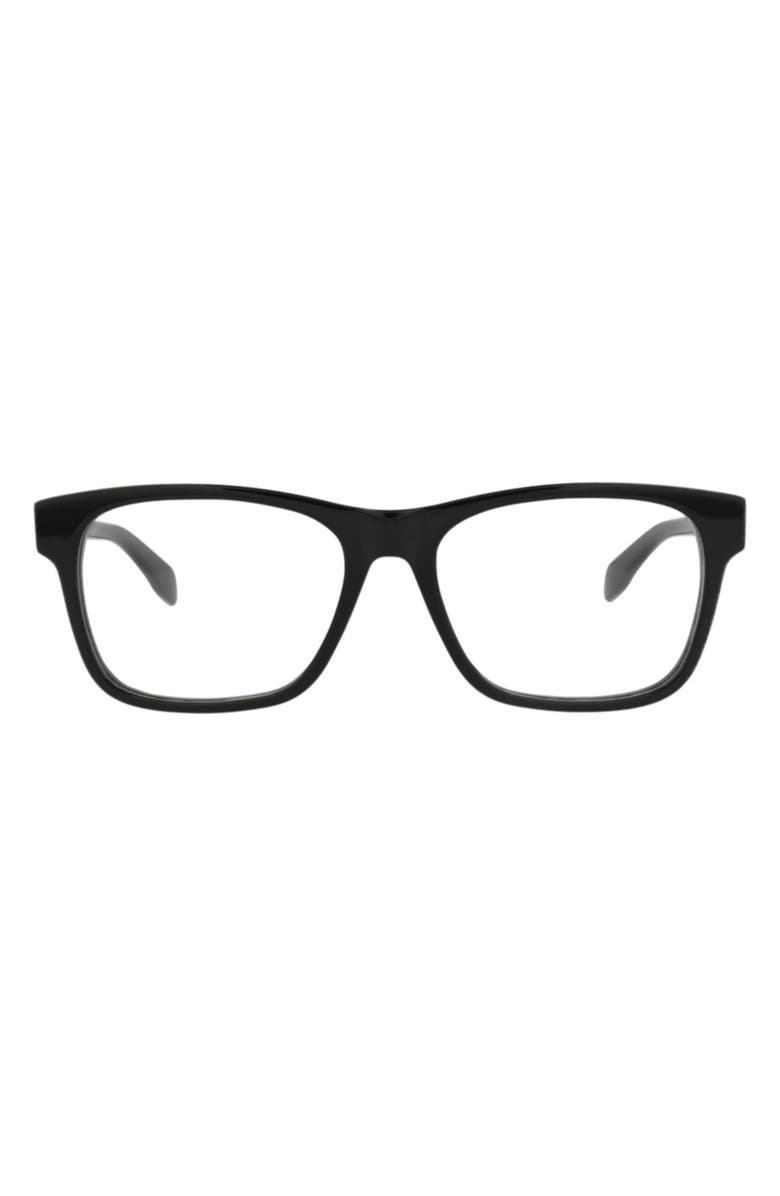 McQueen 55mm Square Optical Glasses, Main, color, Black Black Transparent