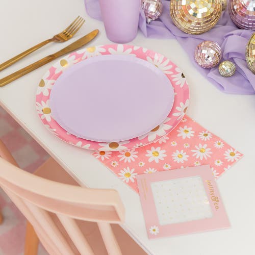 Jollity & Co Peace & Love Daisy Dinner Plates In Assorted Pre-pack