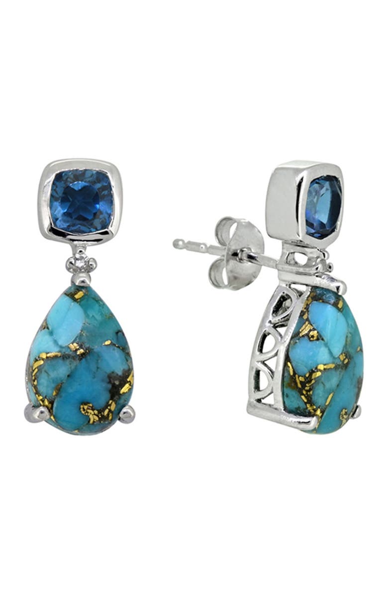 NITYA Sterling Silver Blue Copper Turquoise London Blue Topaz Earrings, Alternate, color,