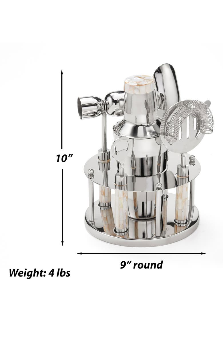 ROSELLI TRADING COMPANY Mother-of-Pearl 6-Piece Bar Tool Set, Alternate, color, Silver