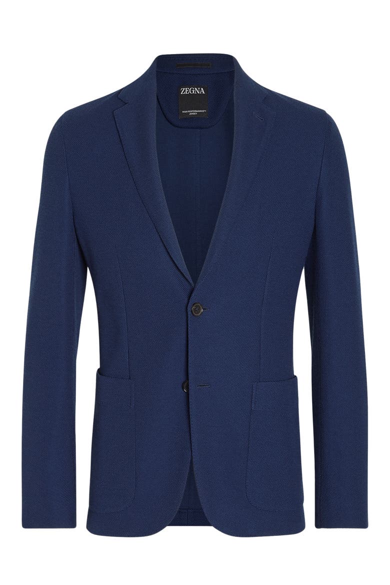 High Performance™ Wool & Cotton Jersey Jacket, Alternate, color, BLU CIANO