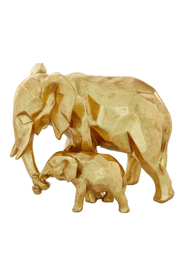 Goldtone Resin Modern Elephant Sculpture, Alternate, color, GOLD