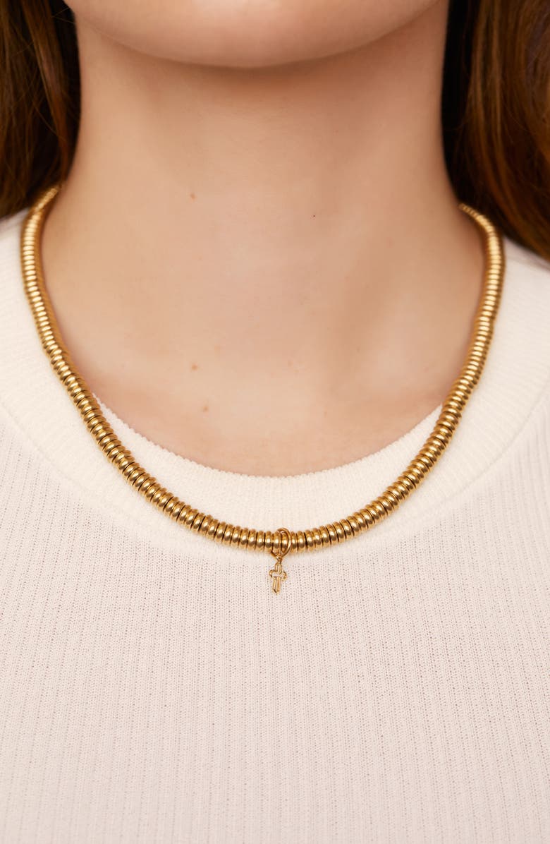 Petit Moments Cruz Beaded Cross Pendant Necklace, Alternate, color, Gold