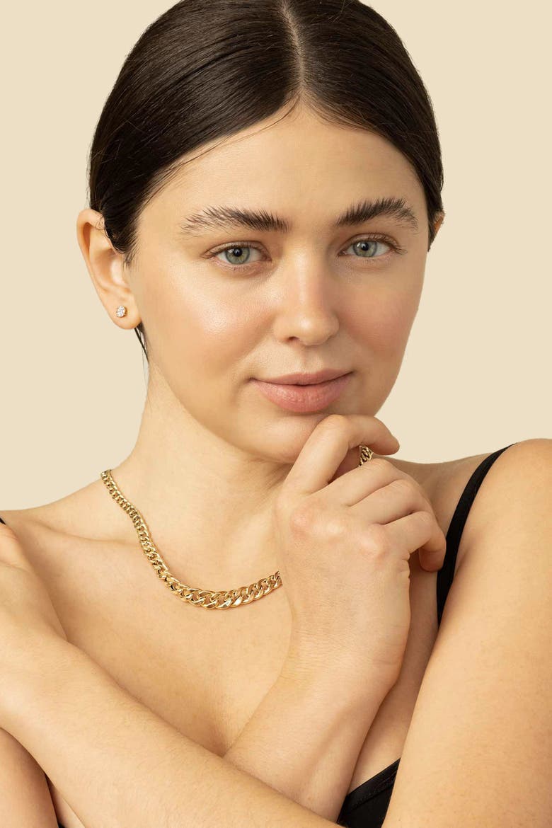 14K Gold Blossom Diamond Studs, Alternate, color, Yellow Gold - Diamonds