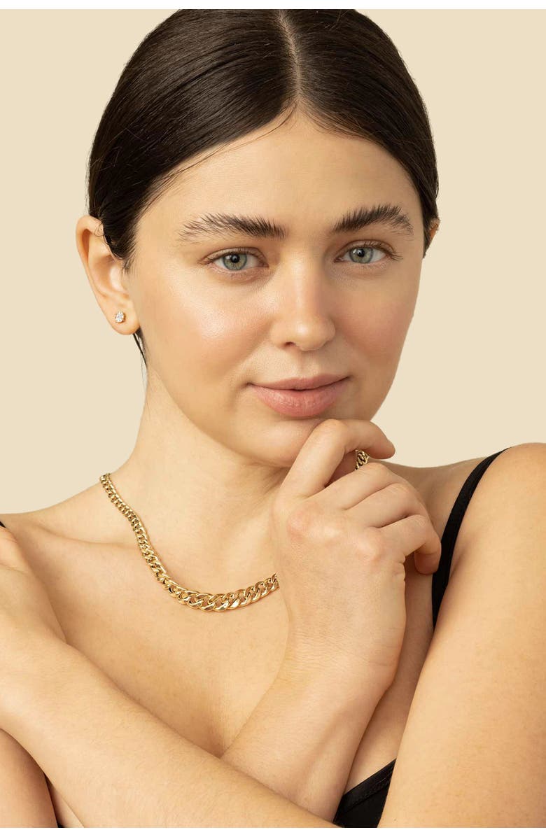 Oradina 14K Gold Blossom Diamond Studs, Alternate, color, White Gold - Diamonds