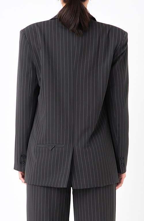 Grey Lab Oversize Pinstripe Blazer In Black