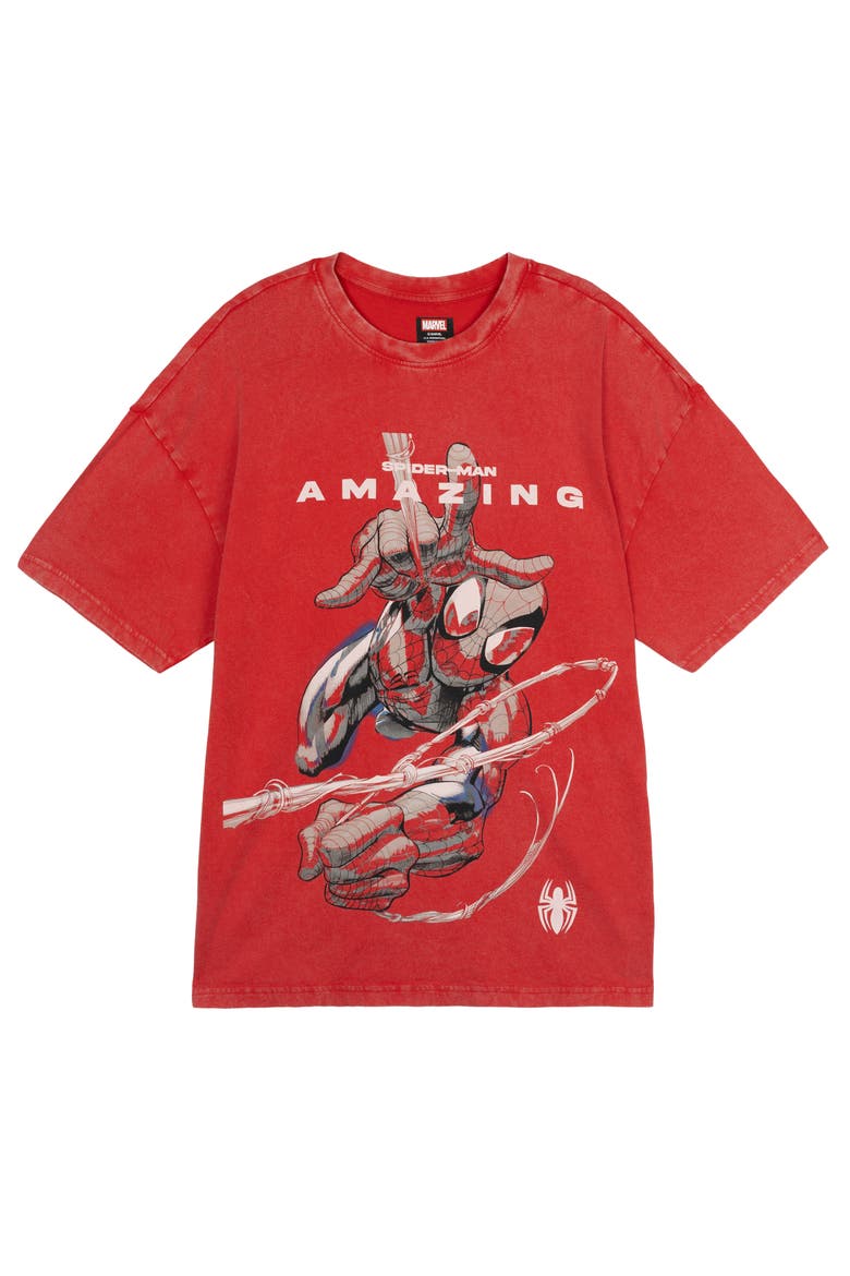 Spider-Man Short Sleeve T-Shirt, Main, color, Spiderman Washed Red