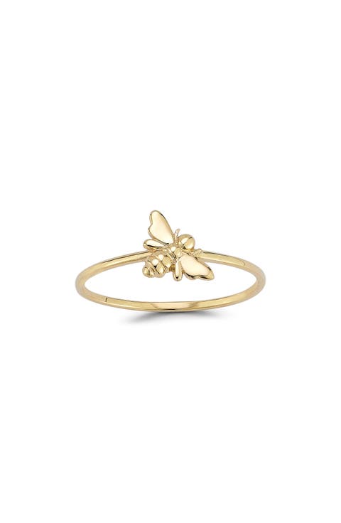 14K Gold Bee Ring