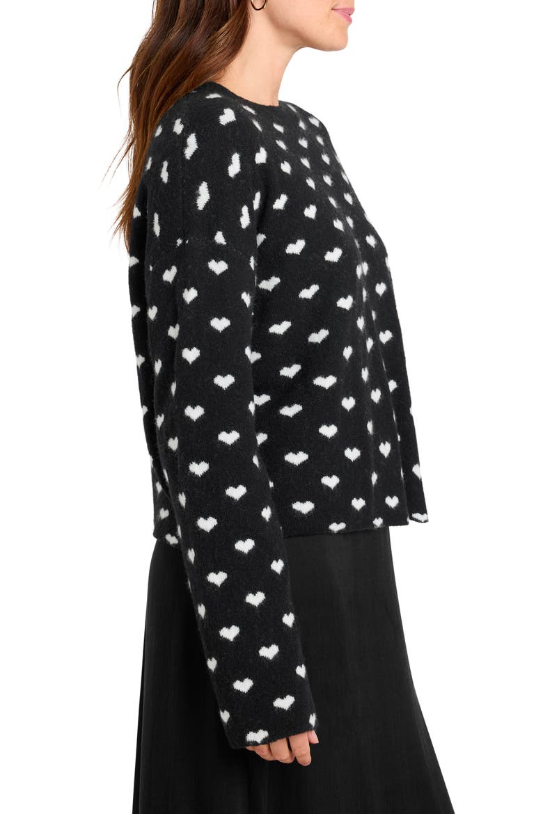 Lolly Hearts Jacquard Crewneck Sweater, Alternate, color, BLACK/ SNOW HEATHER