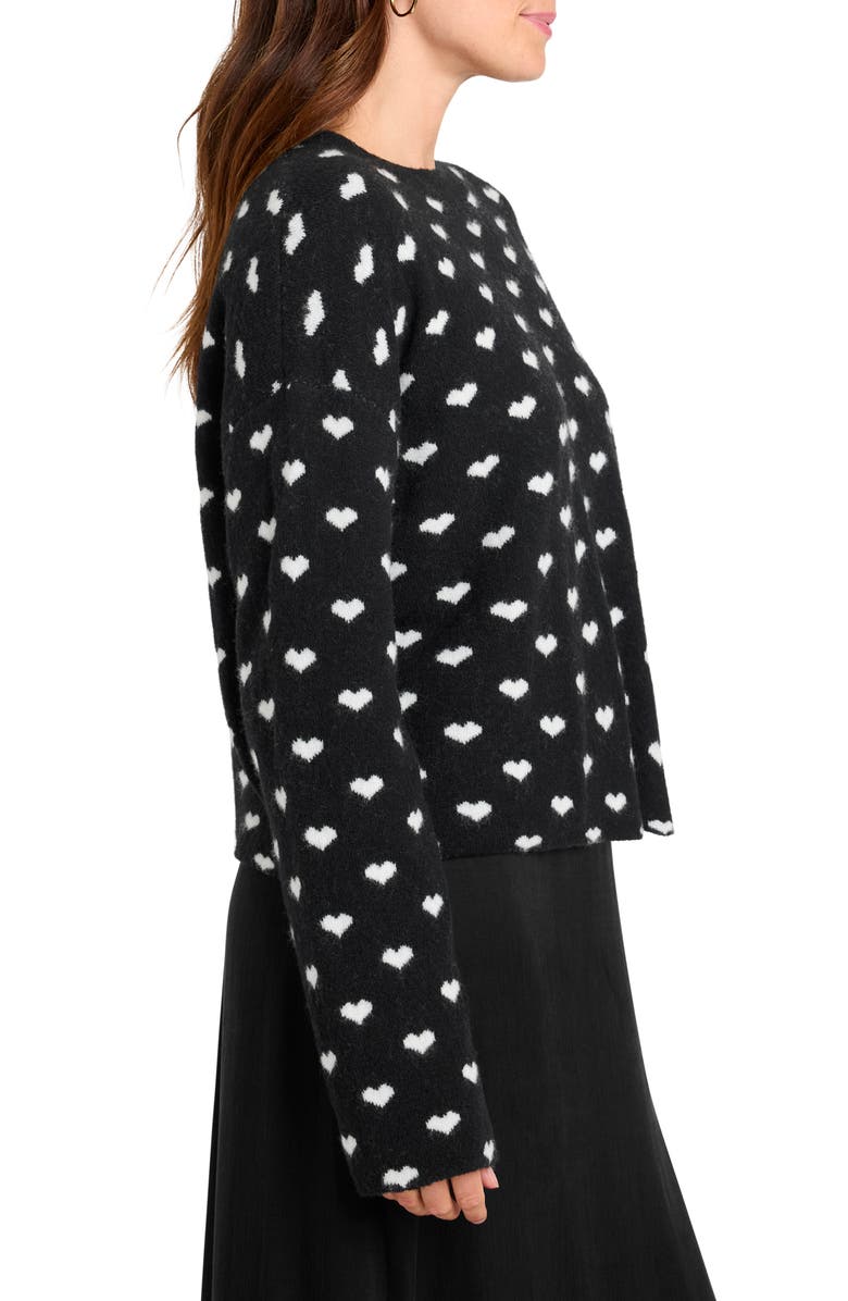 Splendid Lolly Hearts Jacquard Crewneck Sweater, Alternate, color, Black/ Snow Heather