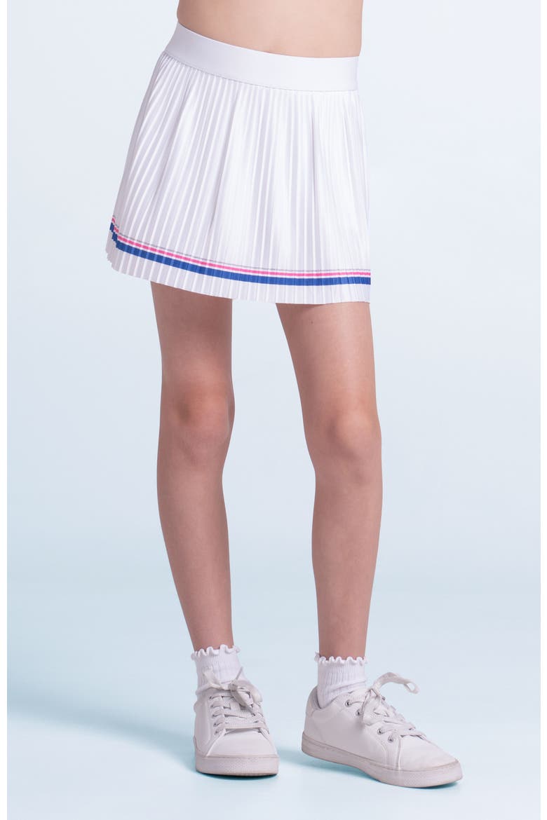 Girls' Game On Pleated Skirt, Main, color, White