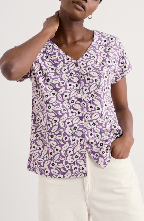Studio Glass Organic Cotton Button-Up Top