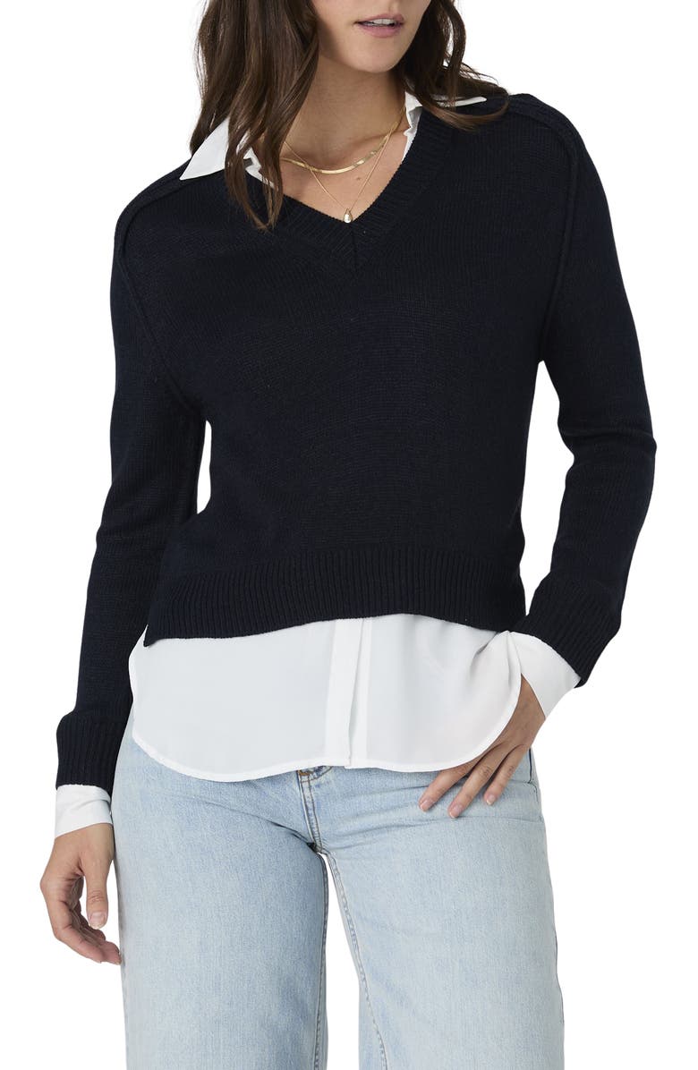 French Connection Babysoft Mixed Media Twofer Sweater, Main, color,