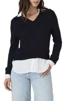 French Connection Babysoft Mixed Media Twofer Sweater