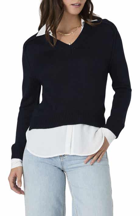 French Connection Babysoft Mixed Media Twofer Sweater