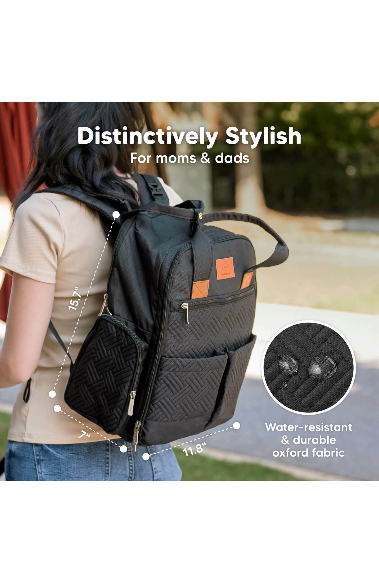 KeaBabies Bree Diaper Backpack, Alternate, color, Charcoal