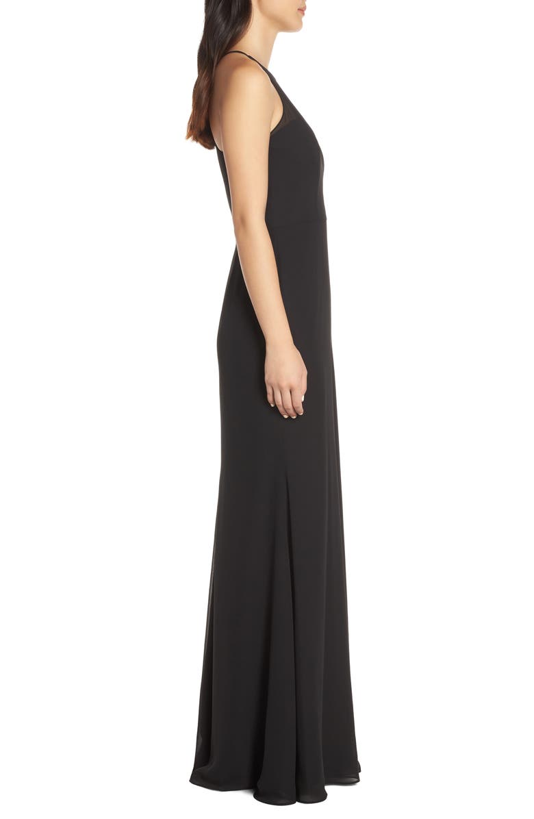 Hayley Paige Occasions Sheer Racerback Chiffon Evening Dress, Alternate, color, 