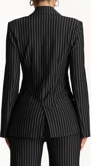 Drama Shoulder Pinstripe Blazer