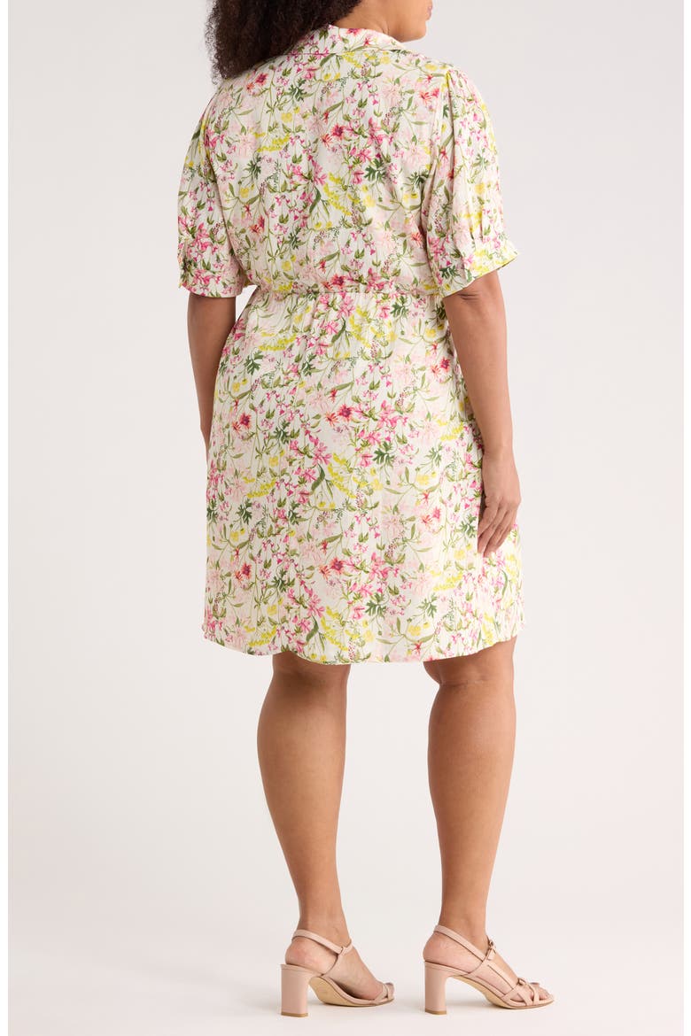Floral Short Sleeve Shirtdress, Alternate, color, RASPBERRY SORBET