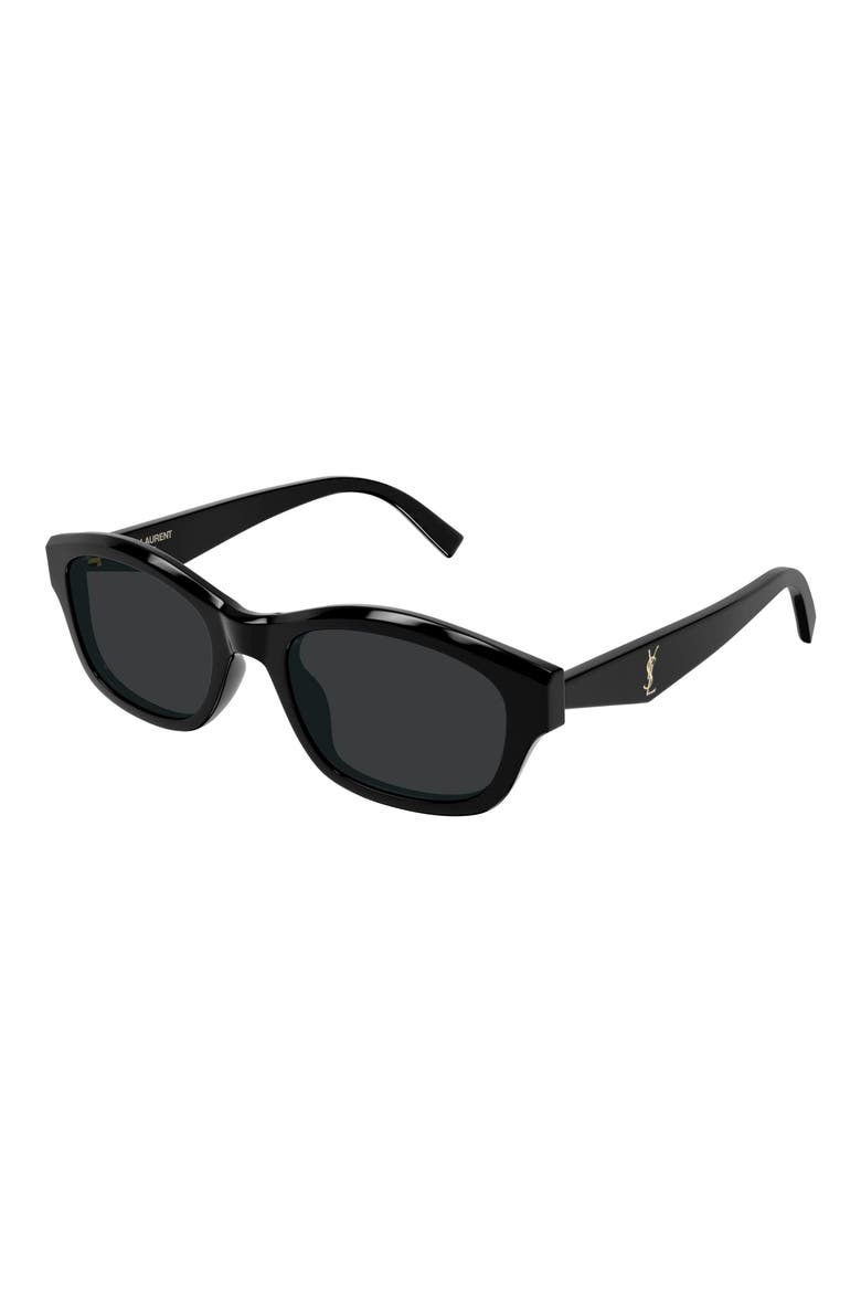 53mm Rectangular Sunglasses, Alternate, color, BLACK