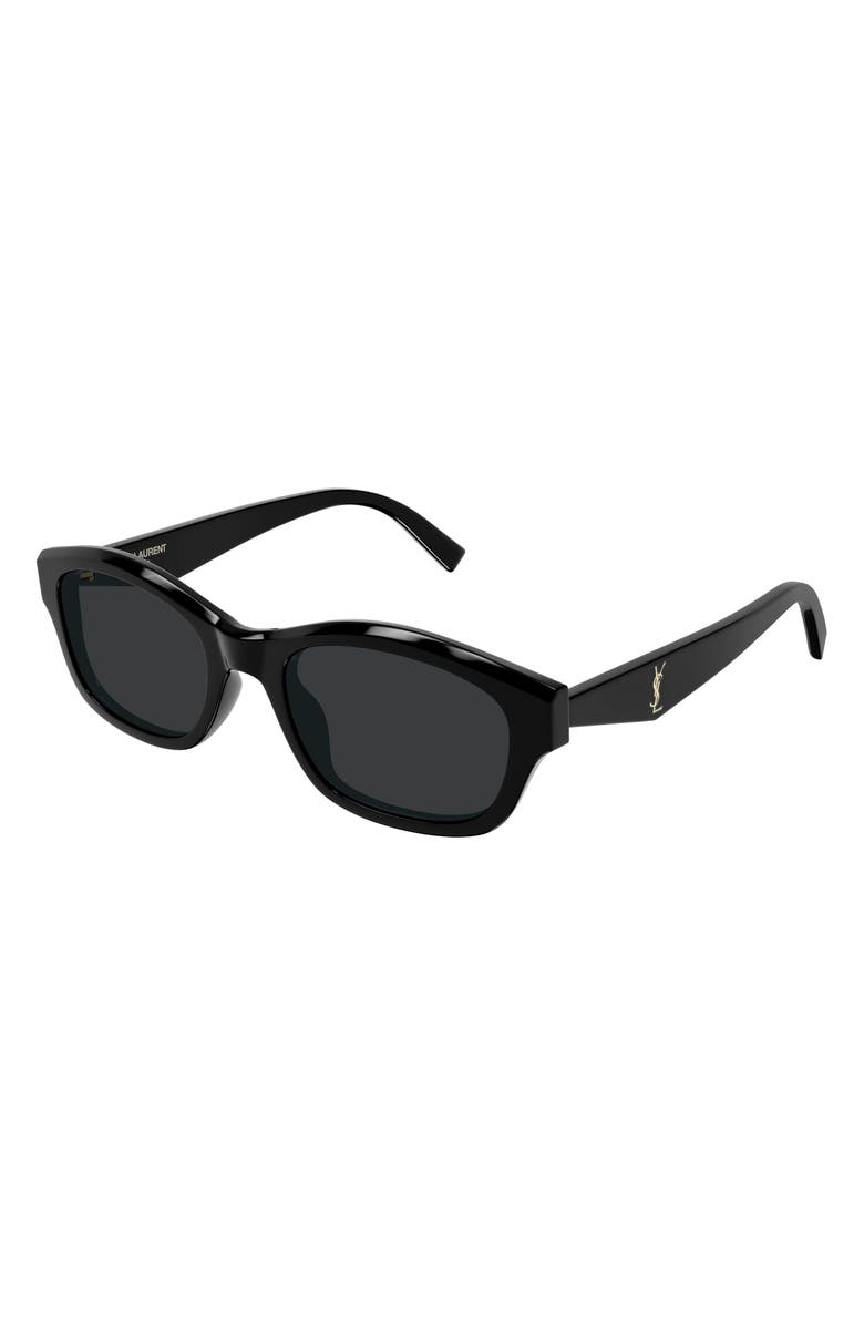 Saint Laurent 53mm Rectangular Sunglasses, Alternate, color, Black