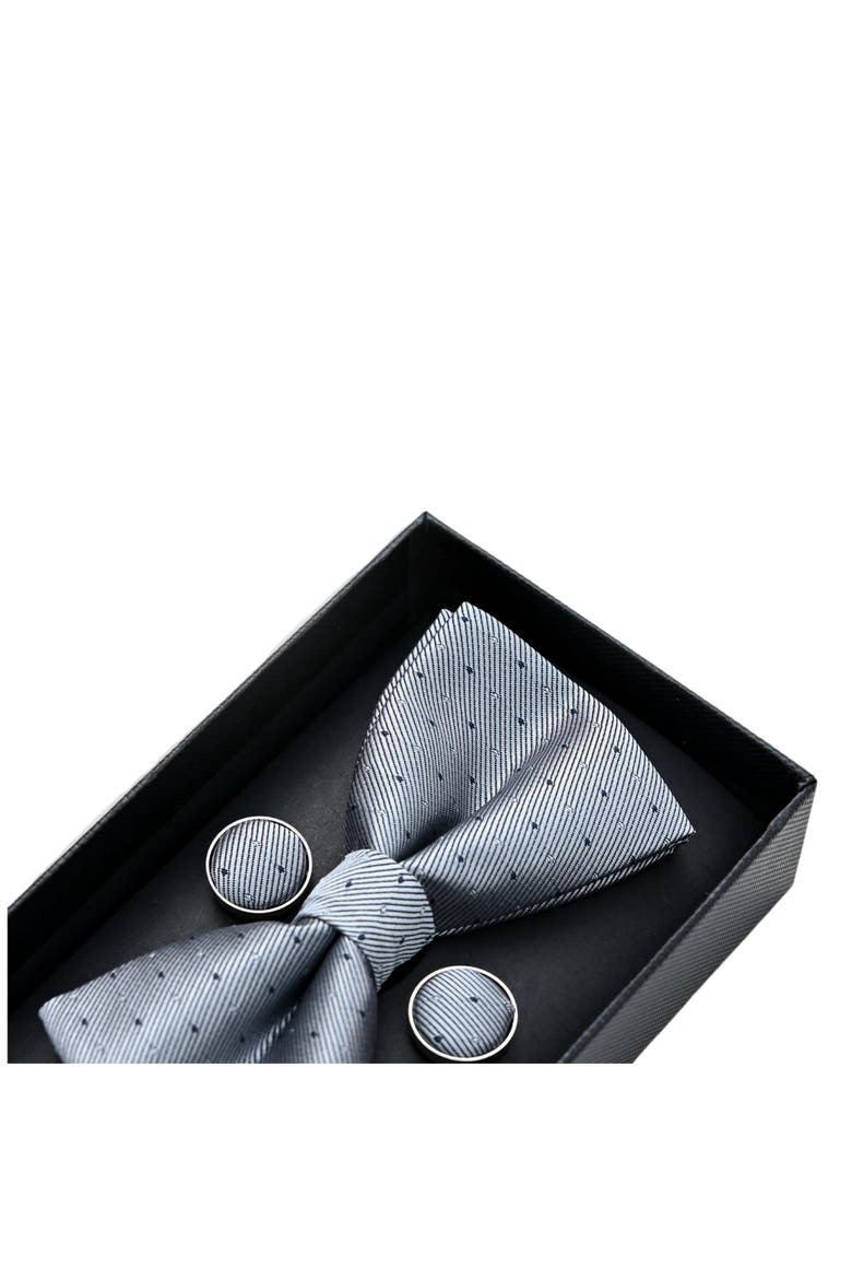 Textured Bow Tie Set, Alternate, color, Silver