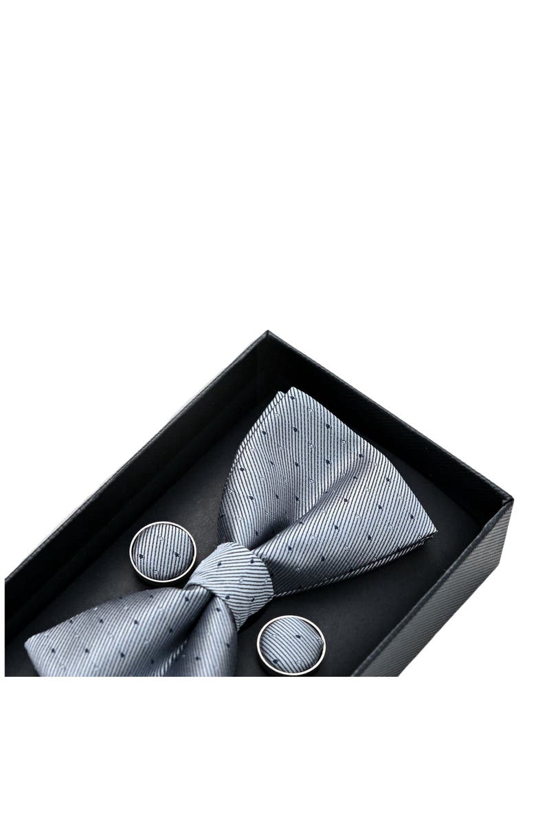 MOUSTACHE Textured Bow Tie Set, Alternate, color, Silver