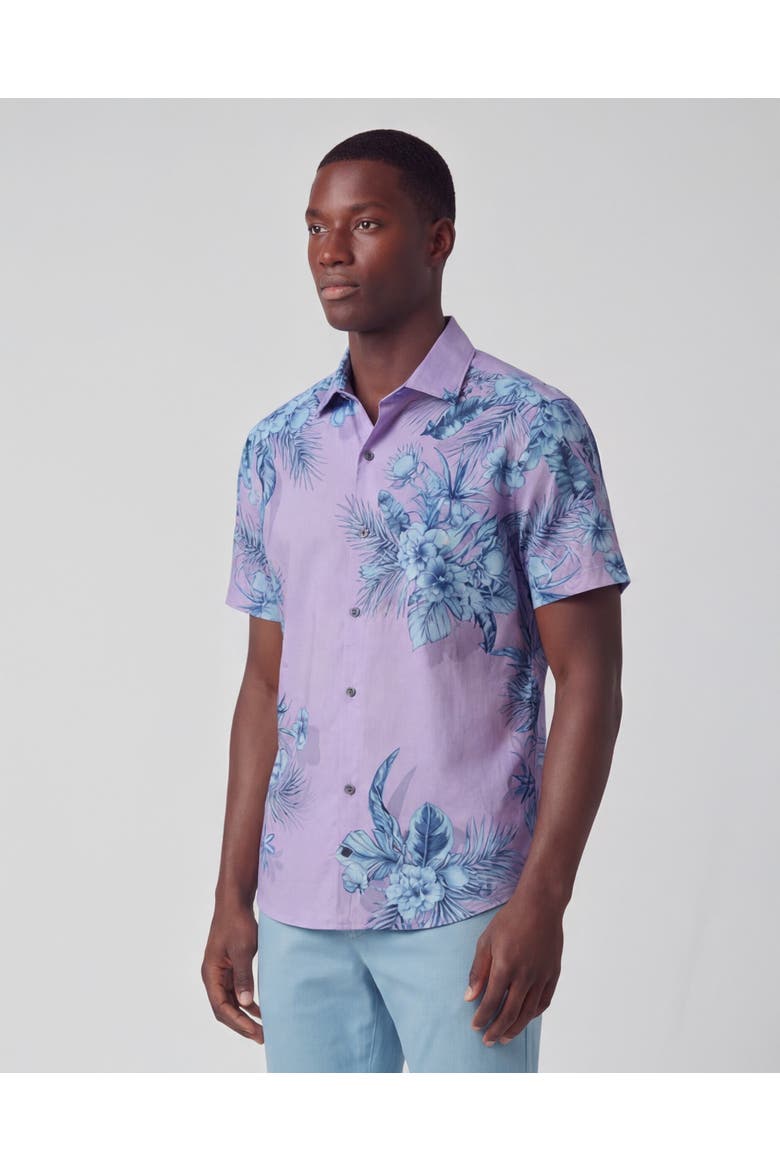 Mali Floral Mens Short Sleeve Shirt, Alternate, color, Lavender