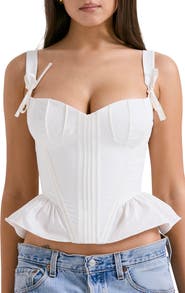HOUSE OF CB Gigou Bow Strap Peplum Corset Top