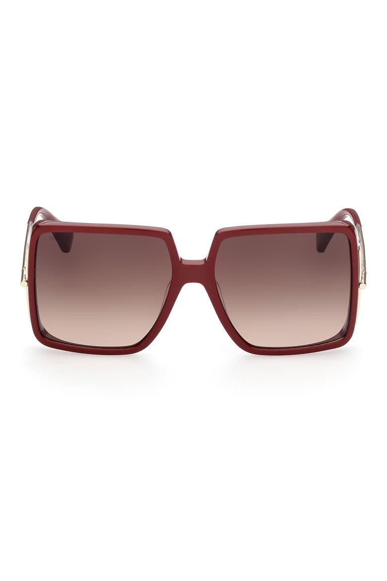 58mm Gradient Square Sunglasses, Main, color, SHINY RED / GRADIENT BROWN