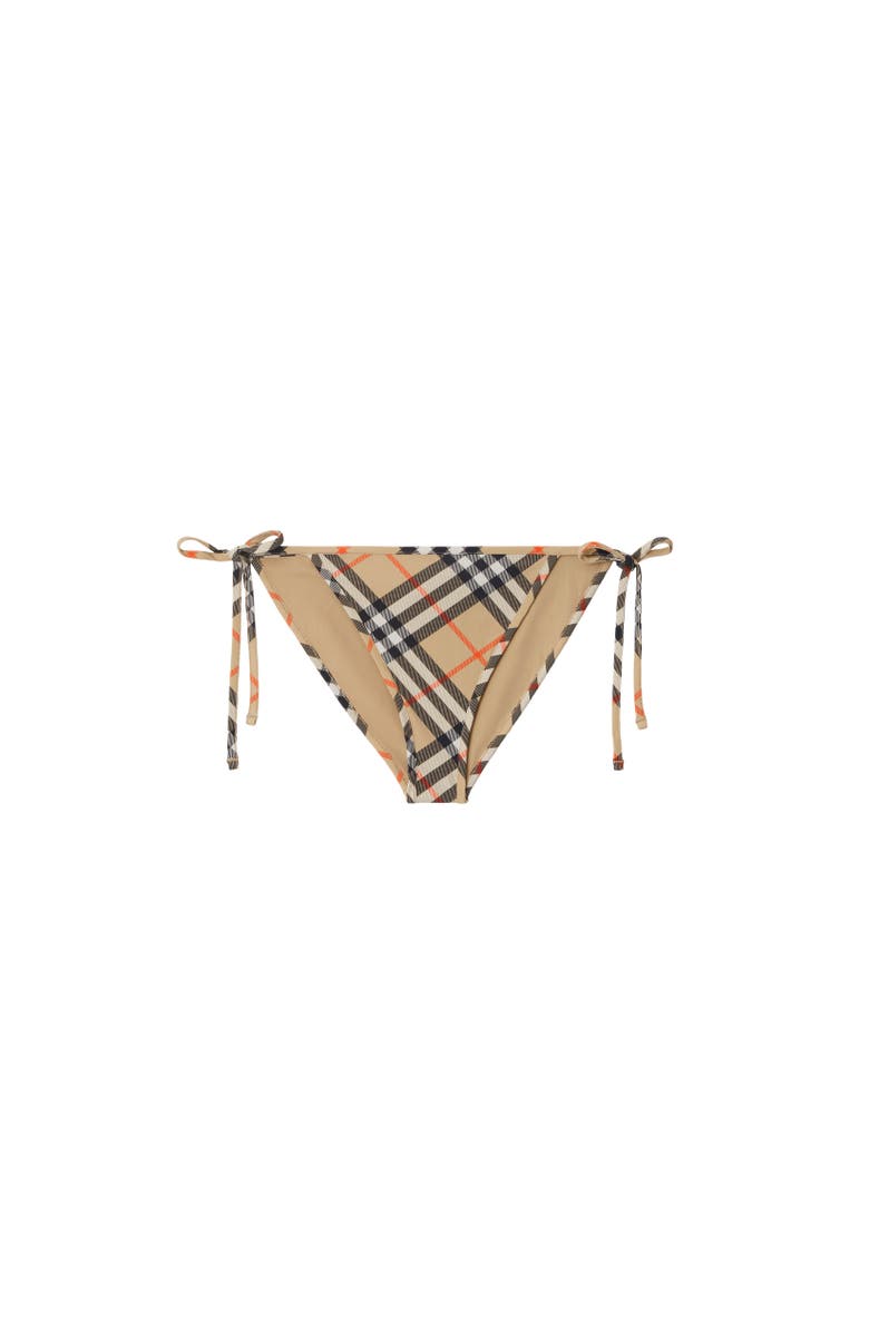 Burberry Check Bikini Briefs, Alternate, color, Sand