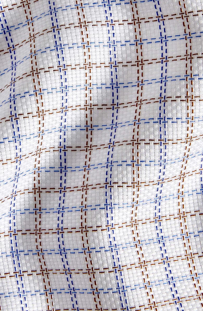 David Donahue Trim Fit Check Cotton Dobby Dress Shirt, Alternate, color, Blue/ Chocolate