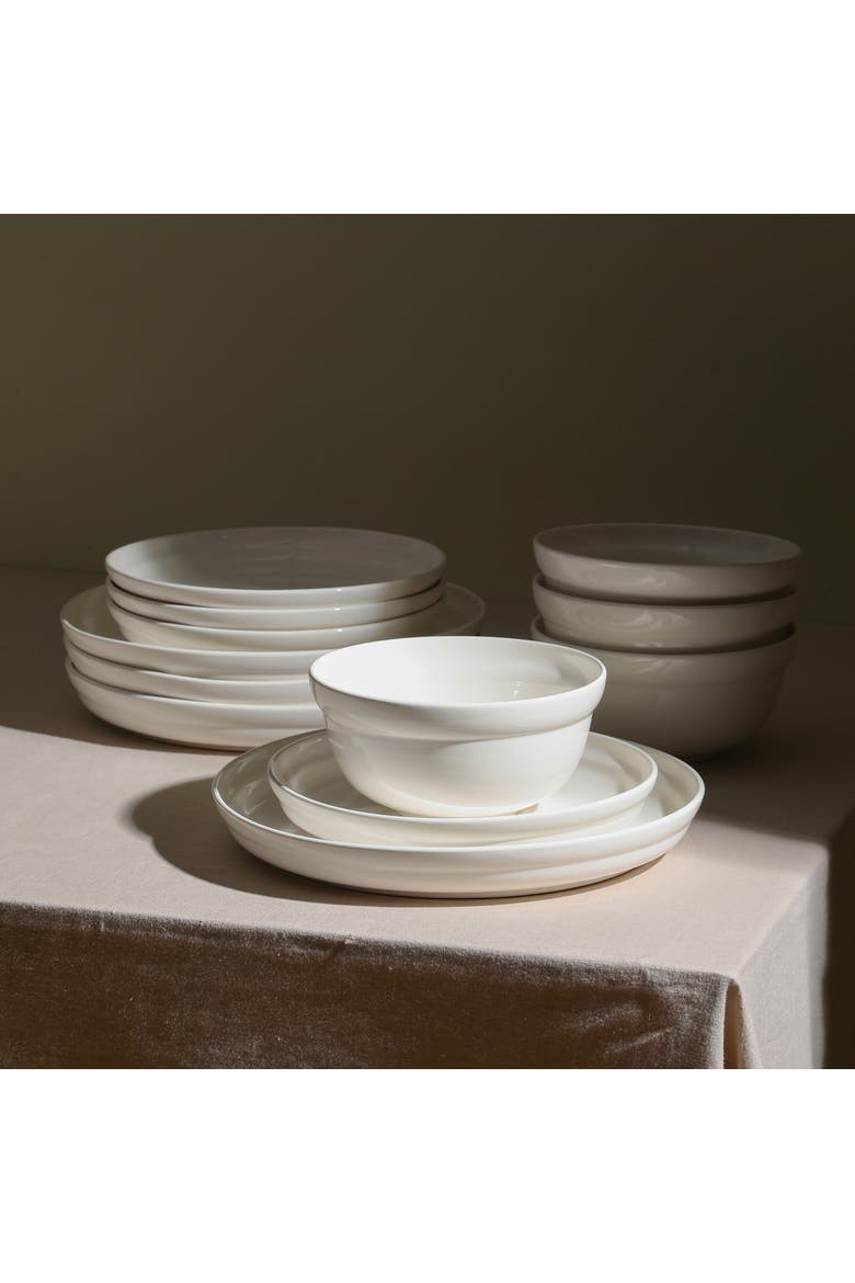 Virtuo Porcelain 12-Piece Dinnerware Set, Alternate, color, White