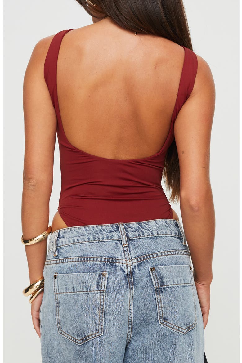 Beresford Scoop Back Bodysuit, Alternate, color, DARK RED