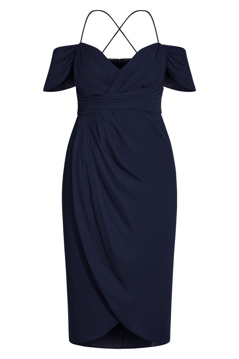 Entwine Cold Shoulder Dress, Alternate, color, NAVY