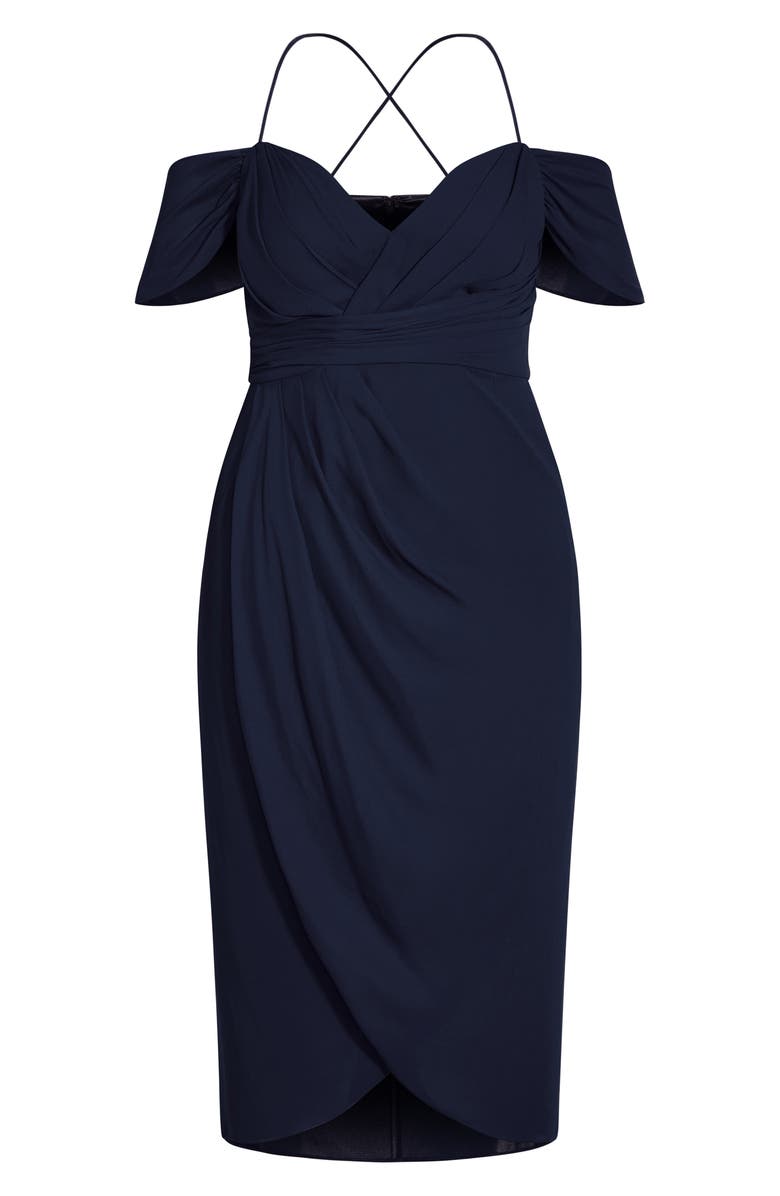 City Chic Entwine Cold Shoulder Dress, Alternate, color, Navy