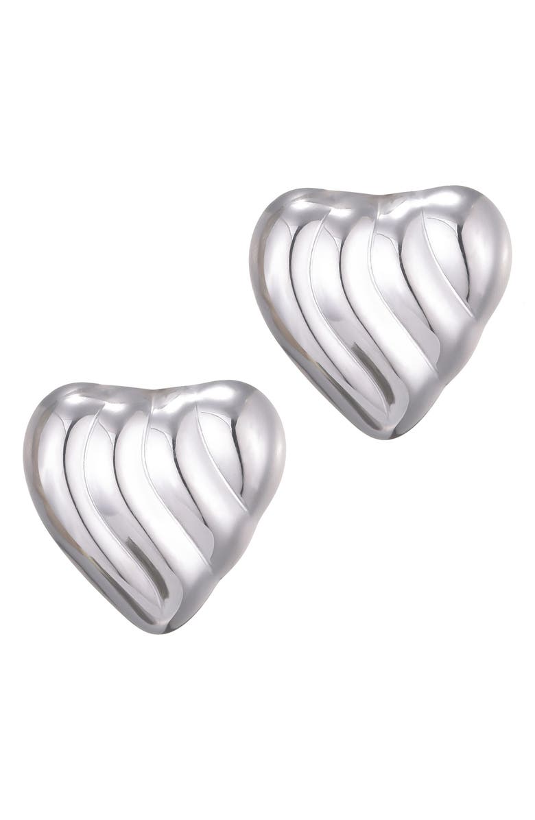Adornia Heart Statement Stud Earrings, Main, color, Silver
