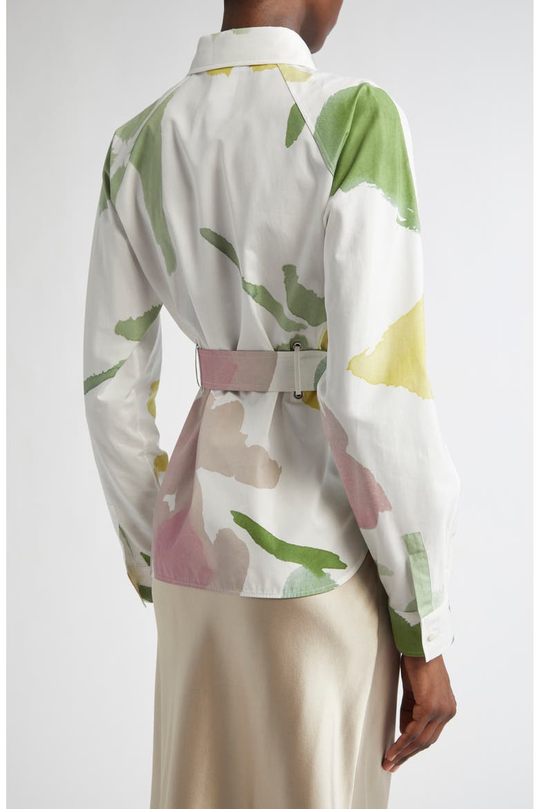 Quiete Abstract Print Cotton Belted Shirt, Alternate, color, WHITE